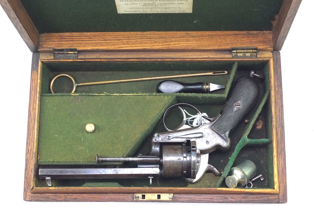 Pinfire 11mm Lefaucheux Revolver Retailed by the London Armoury Company, cased. SN 8841