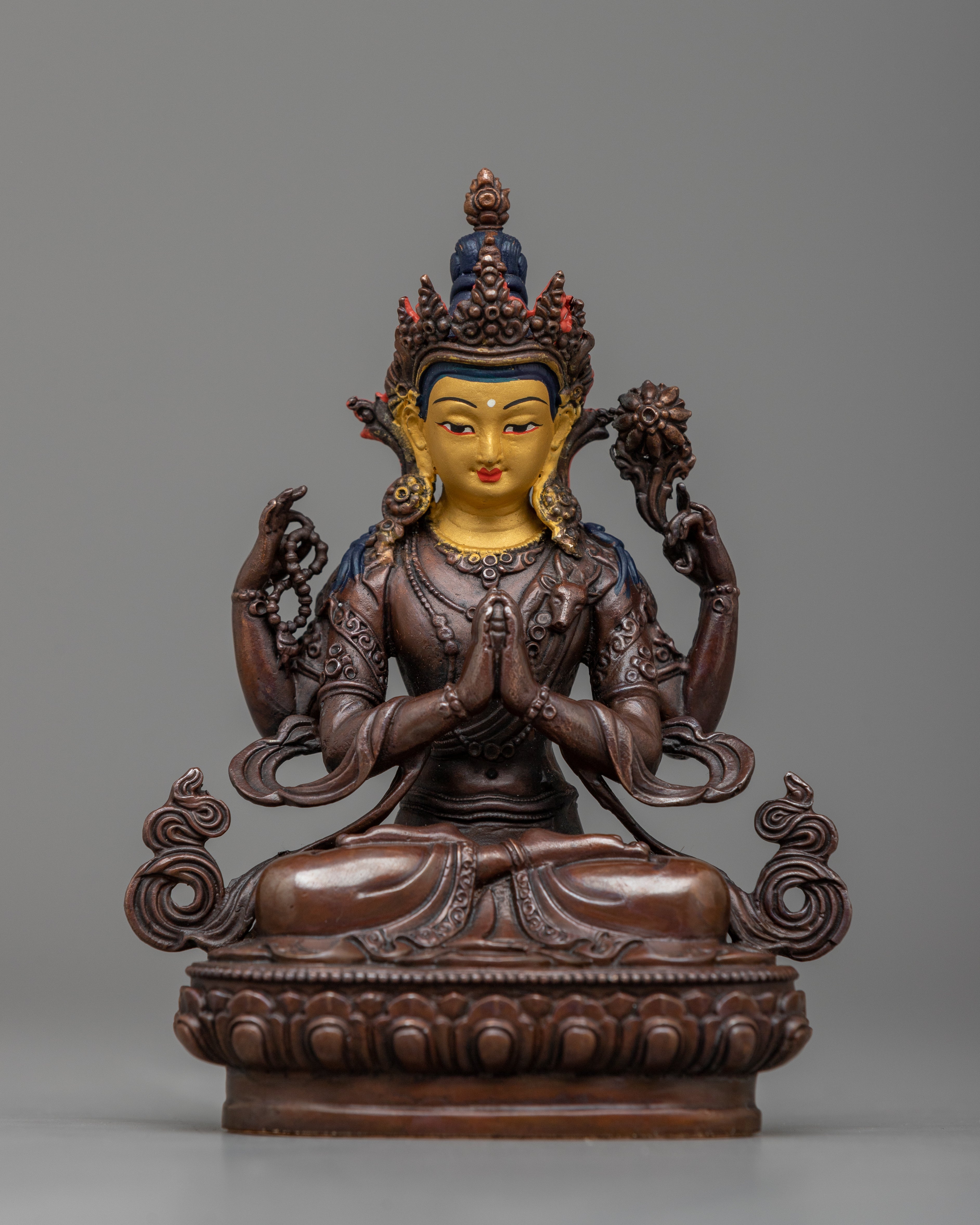 Machine Made Four Armed Chenresig Statue | Symbol of Compassion and Divine Grace