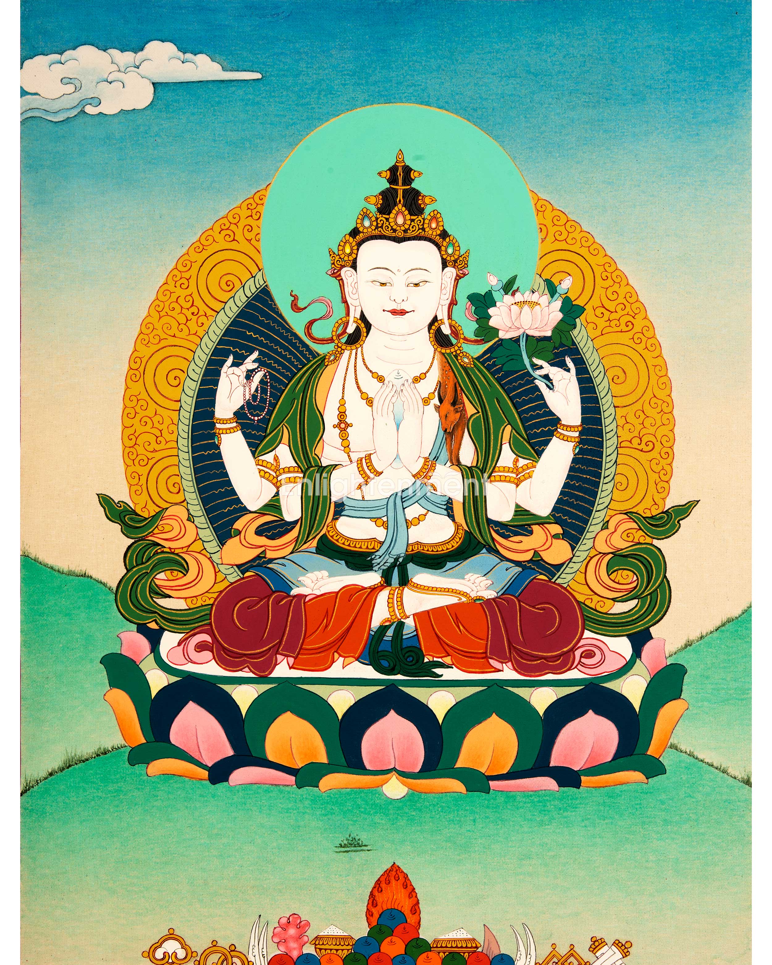 Buddhist Chenrezig Thangka | Art Inspiring Divine Compassion