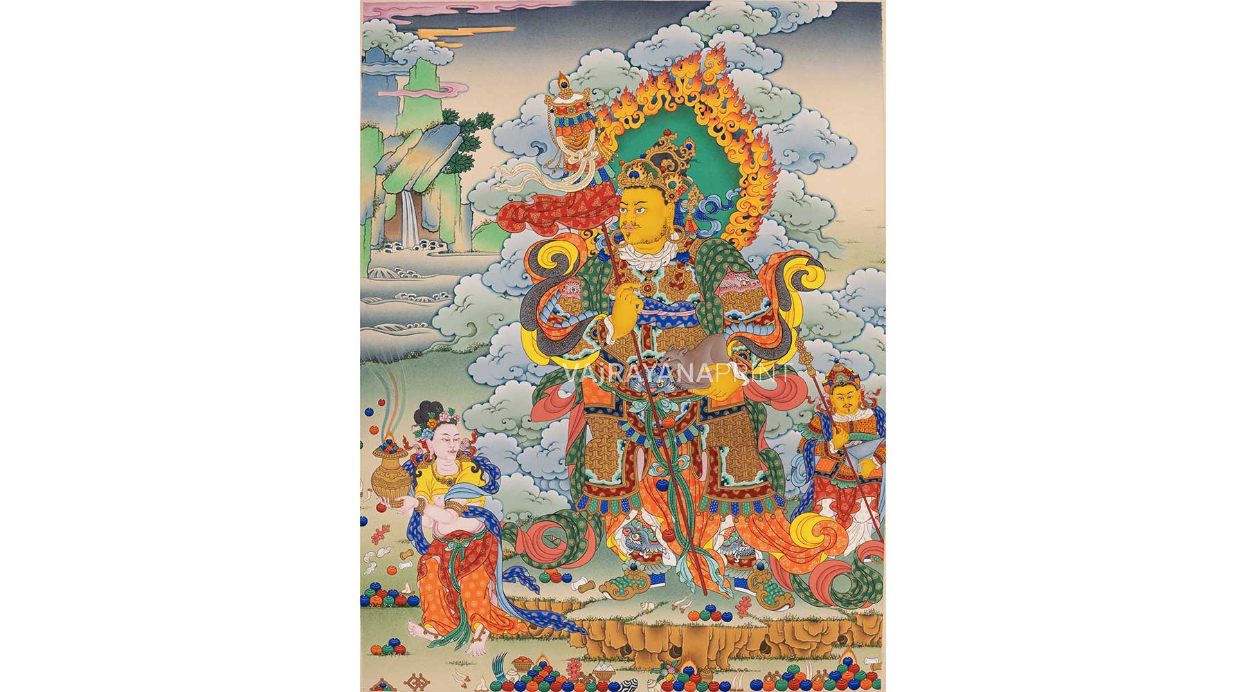 Vaishravana Painting Art Canvas Print  thangka