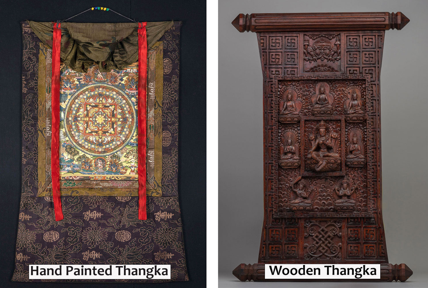 hand painted thangka wooden