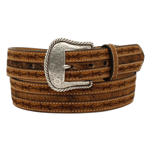 Barbed Wire Leather Belt Handmade Embossed Full Grain Leather Free