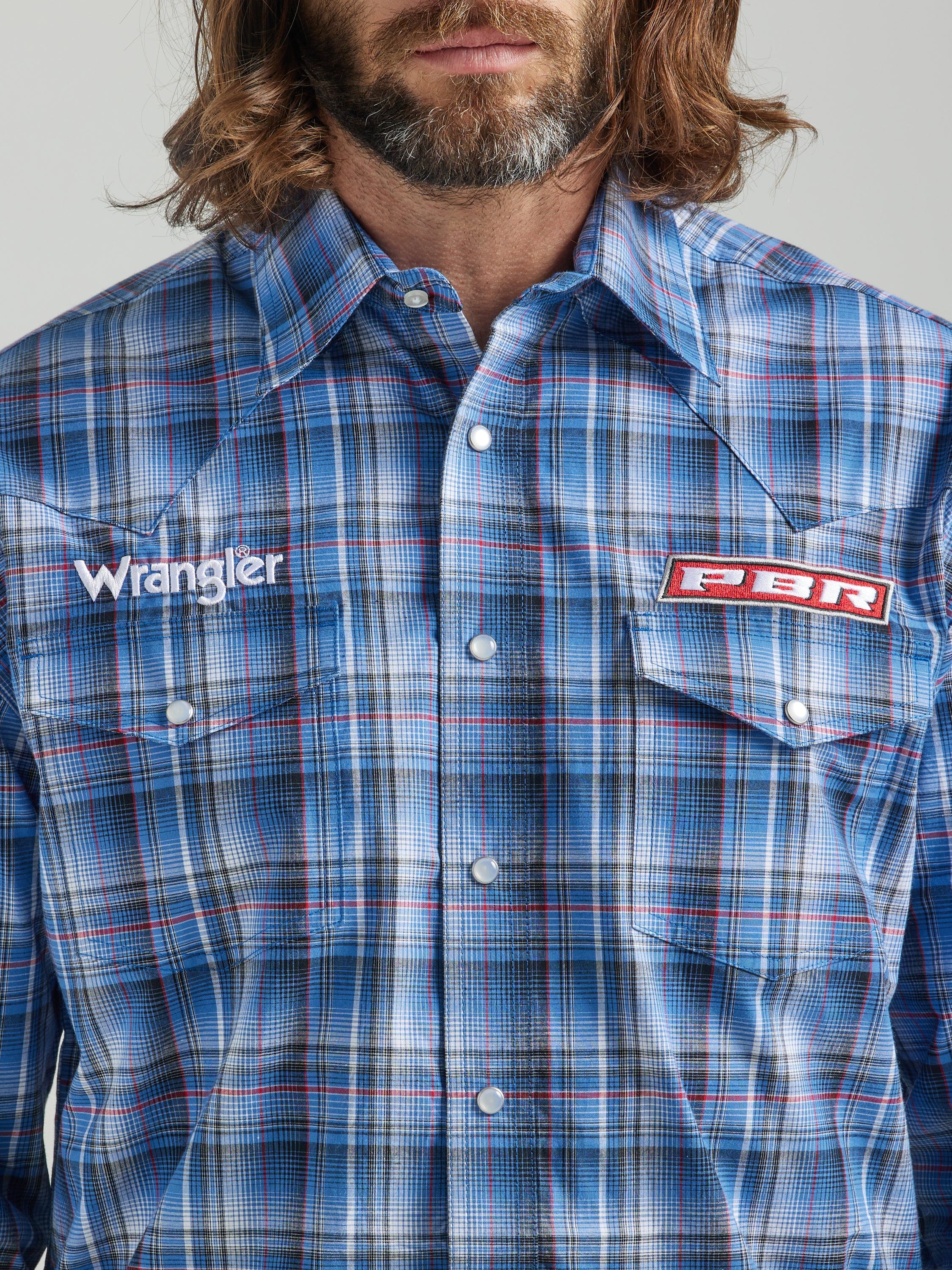 Wrangler Men's PBR Logo Navy Blue Long Sleeve Western Snap Shirt 11232 -  Russell's Western Wear, Inc.