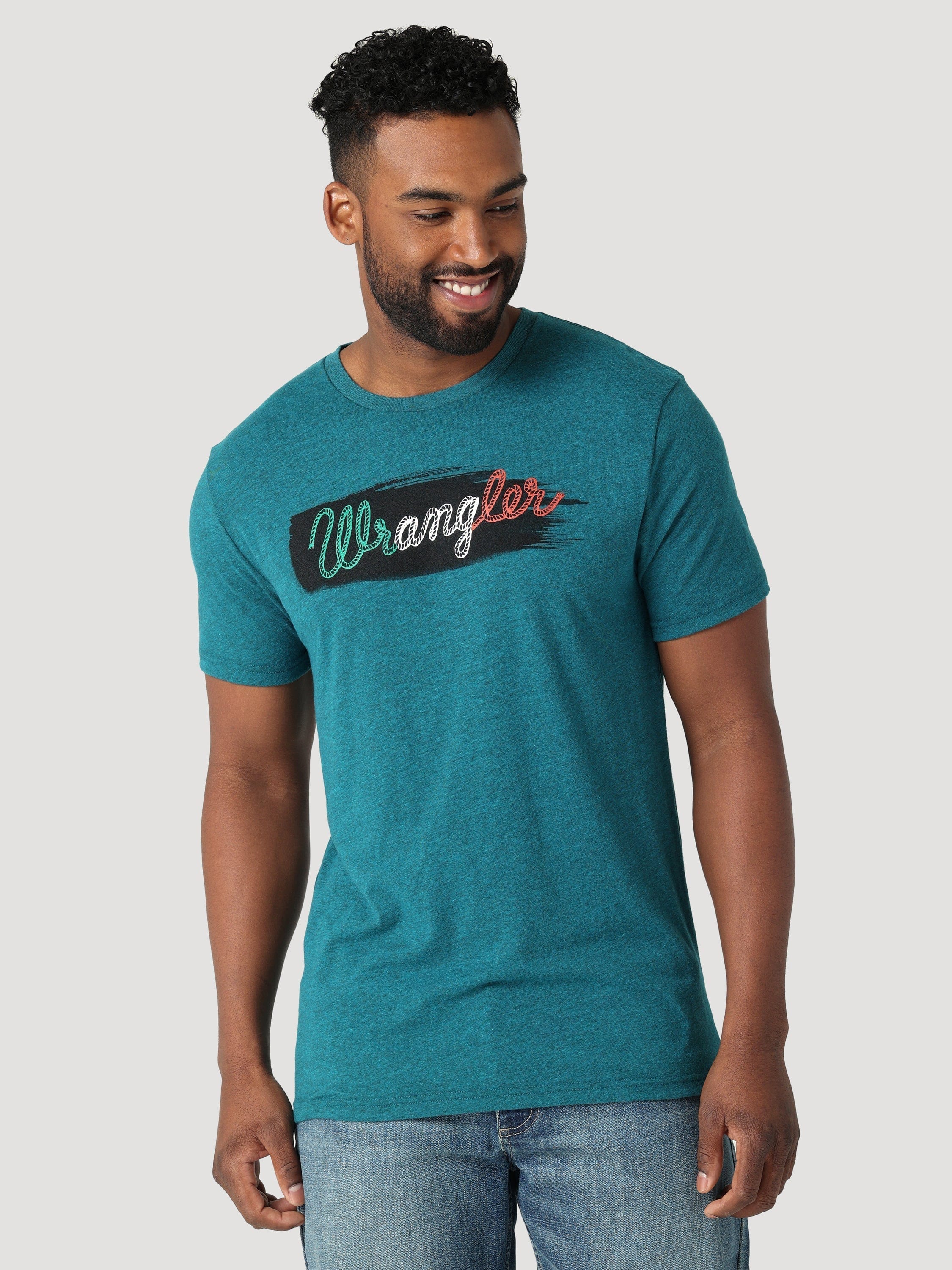 Wrangler Men's Green White Red Logo Cyan Pepper Heather T-Shirt 112315 -  Russell's Western Wear, Inc.