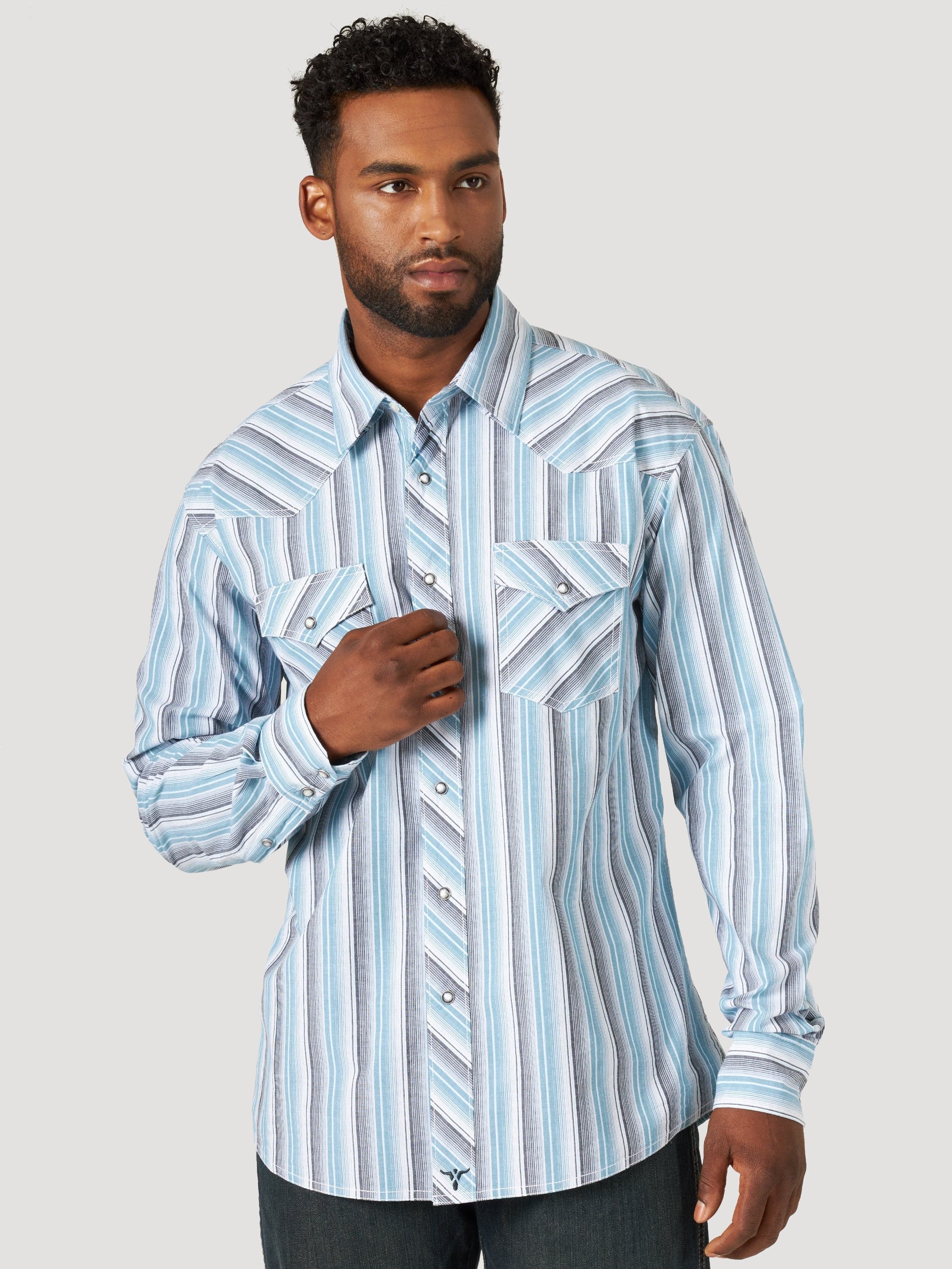 Wrangler Men's 20X® Competition Advanced Comfort Blue Stripe Long Slee -  Russell's Western Wear, Inc.