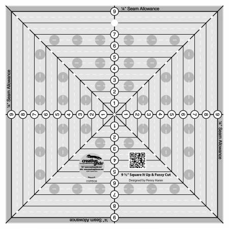 Creative Grids Quilt Ruler 6-1/2in x 12-1/2in # CGR612 – Threaded Lines
