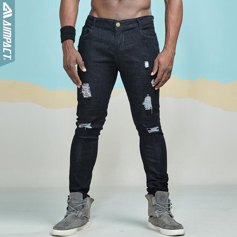 Destroyed Dark Denim Jeans - HIS.BOUTIQUE