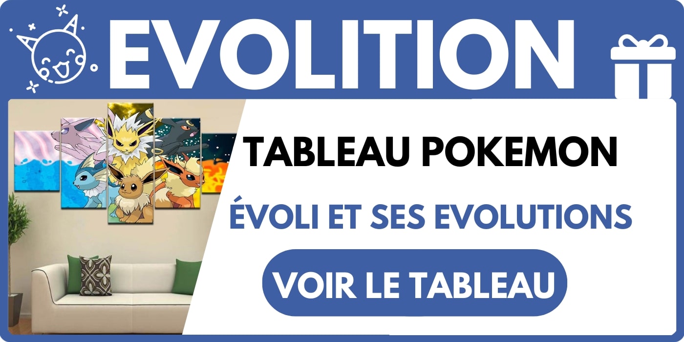 TABLEAU 5 PIÈCE POKÉMON EVOLI PYROLI AQUALI MENTALI VOLTALI ET NOCTALI