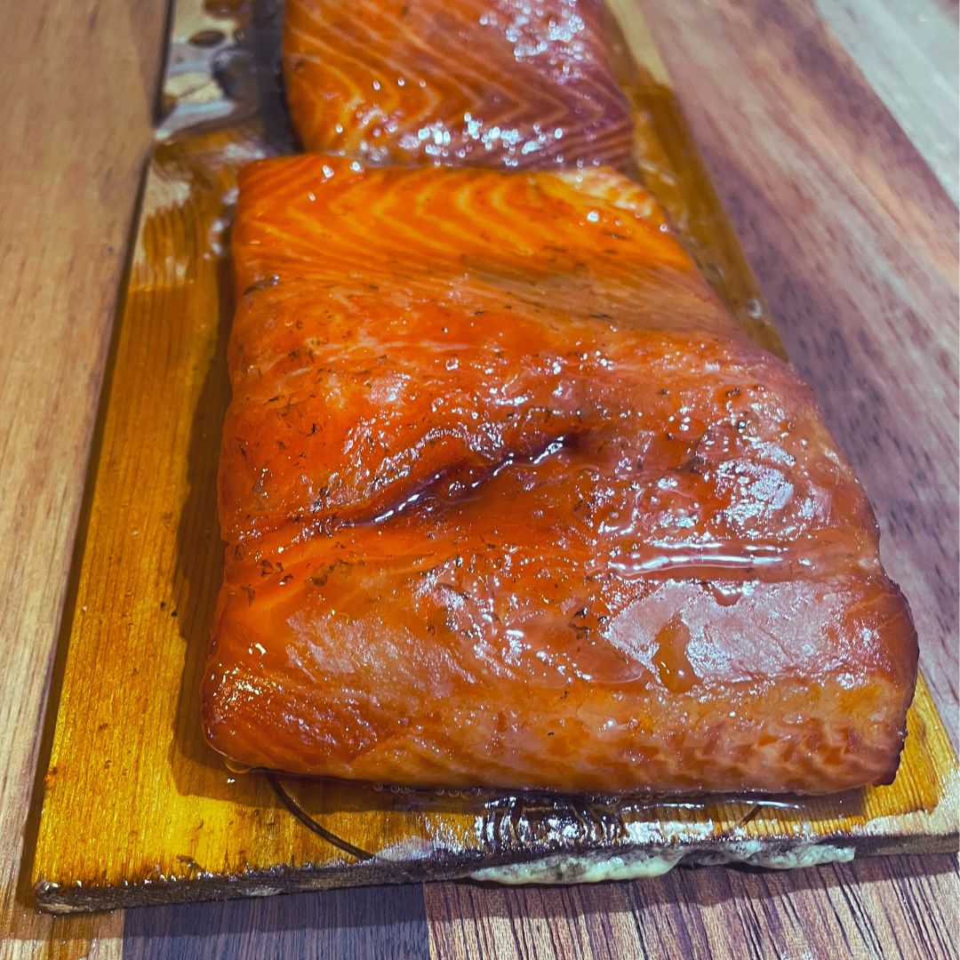 Smoked salmon on cedar planks