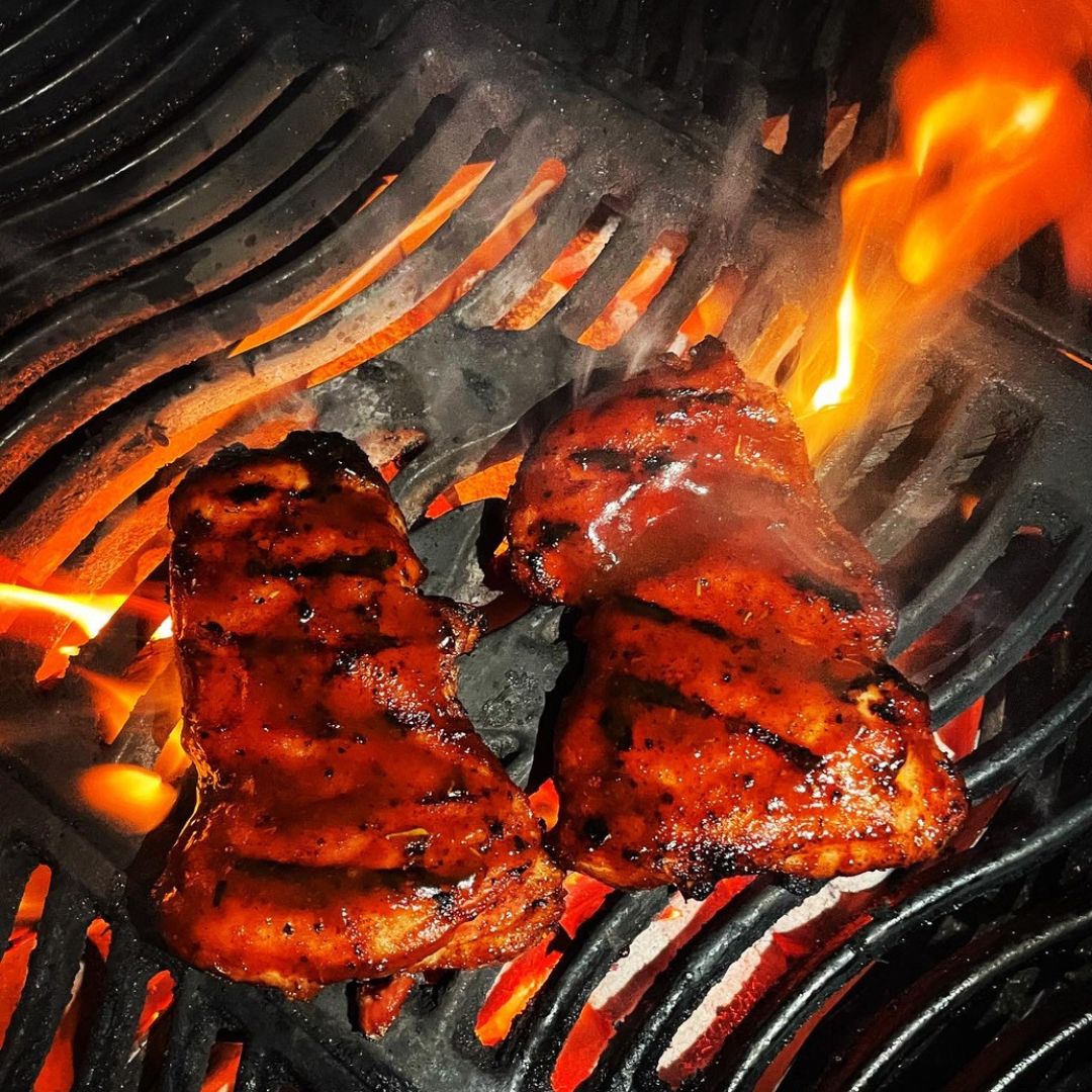 Reverse seared chicken thigh