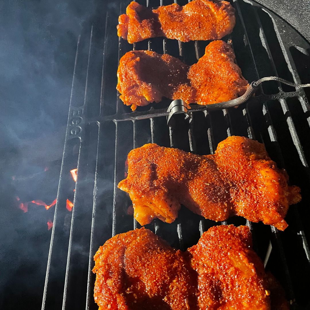 Reverse seared chicken thigh