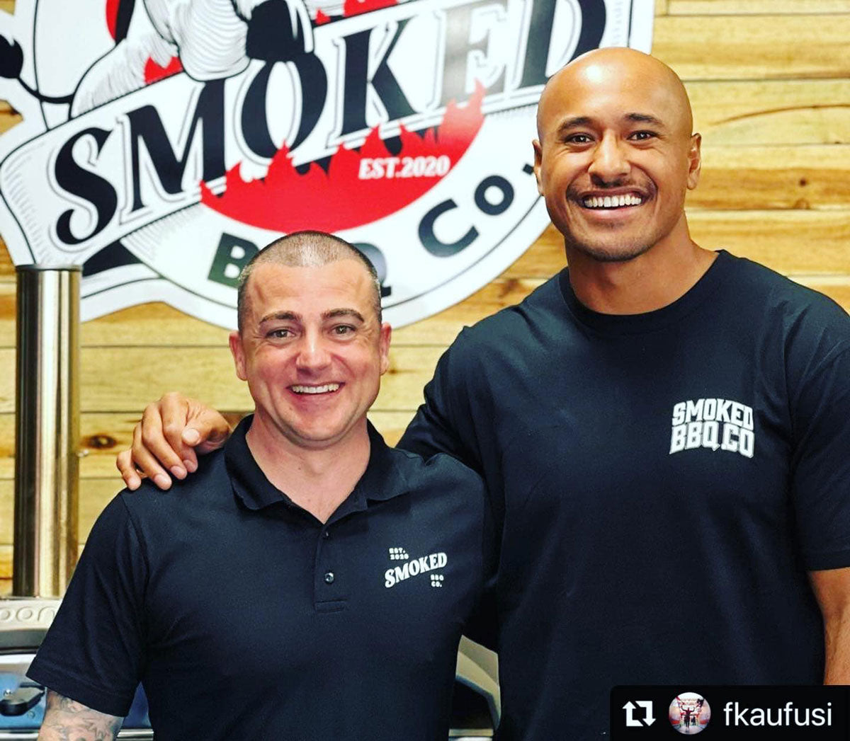 Trent Barret Smoked BBQ Co owner, and Felise Kaufusi from the Dolphins NRL team @fkaufusi