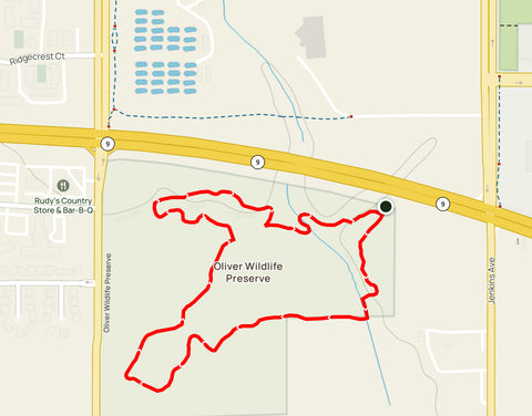 Map of the loop trail at Oliver's Woods