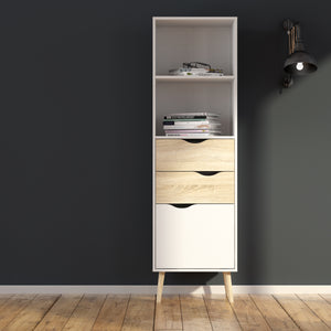 Bookcase 2 Drawers 1 Door White and Oak
