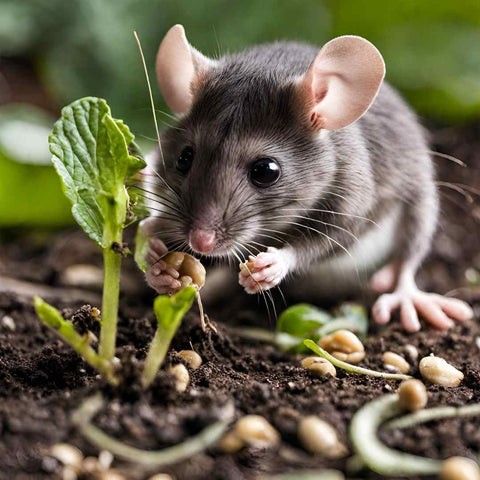 rodent nibbling young seedling