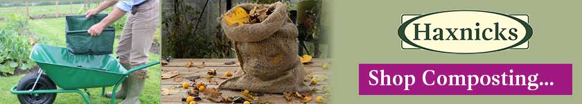 composting Banner showing compost sacks and Easy Riddle garden sieve