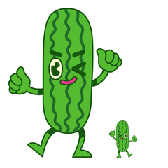 cucumber graphic showing a large cartoon cucumber and a small cartoon cucumber side by side