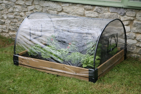 Raised bed with poly weather protection cover