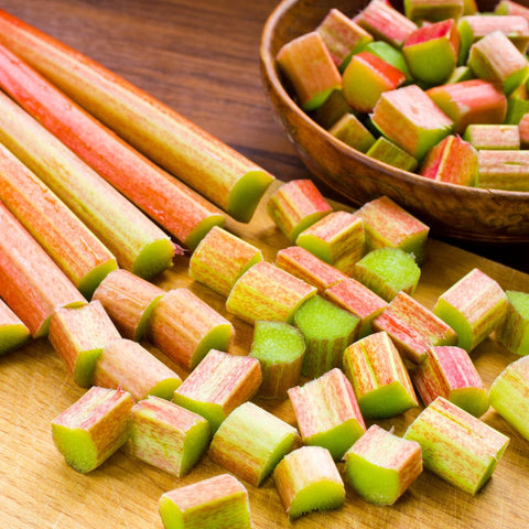 Blanched rhubarb stalks