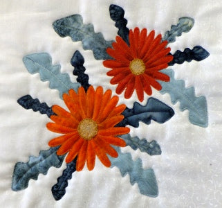 Finished orange arctotis flower block using simplified methods