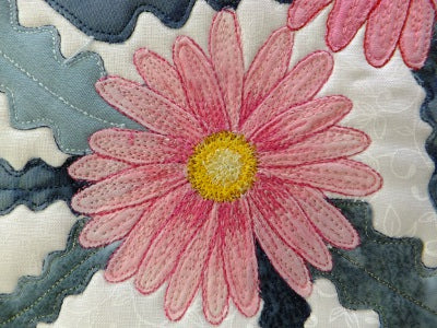 stitching adds definition to the flower