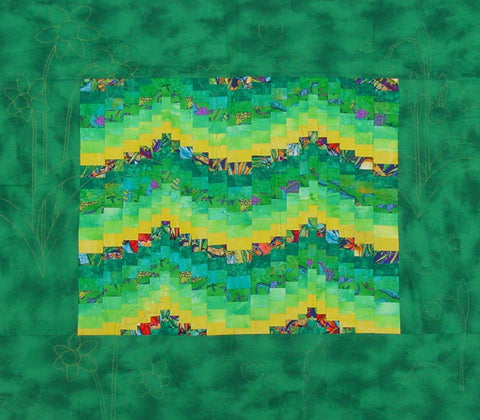 Original Bargello in Spring quilt with quilted daffodils