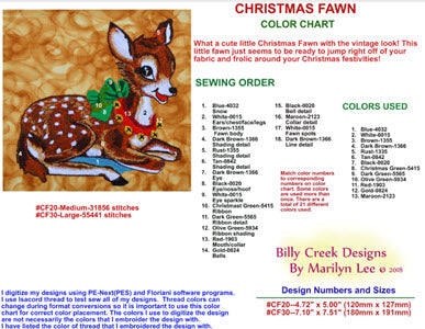 christmas fawn embroidery chart
