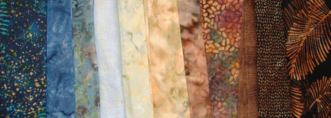 blue and brown color run of fabrics with bridging fabric