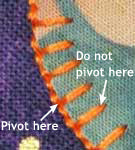 how to stitch a curve with blanket stitch