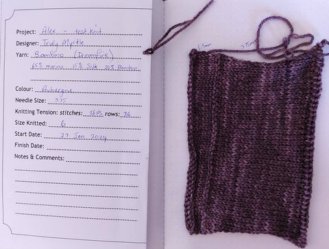 photo of my knitting journal page