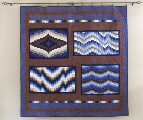 Patty's Bargello season quilts use similar colors for all sections and made into a large quilt