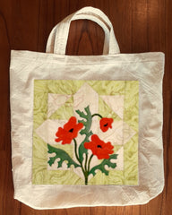 poppy block used on a tote pocket