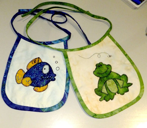 bibs made using Animal Party pattern