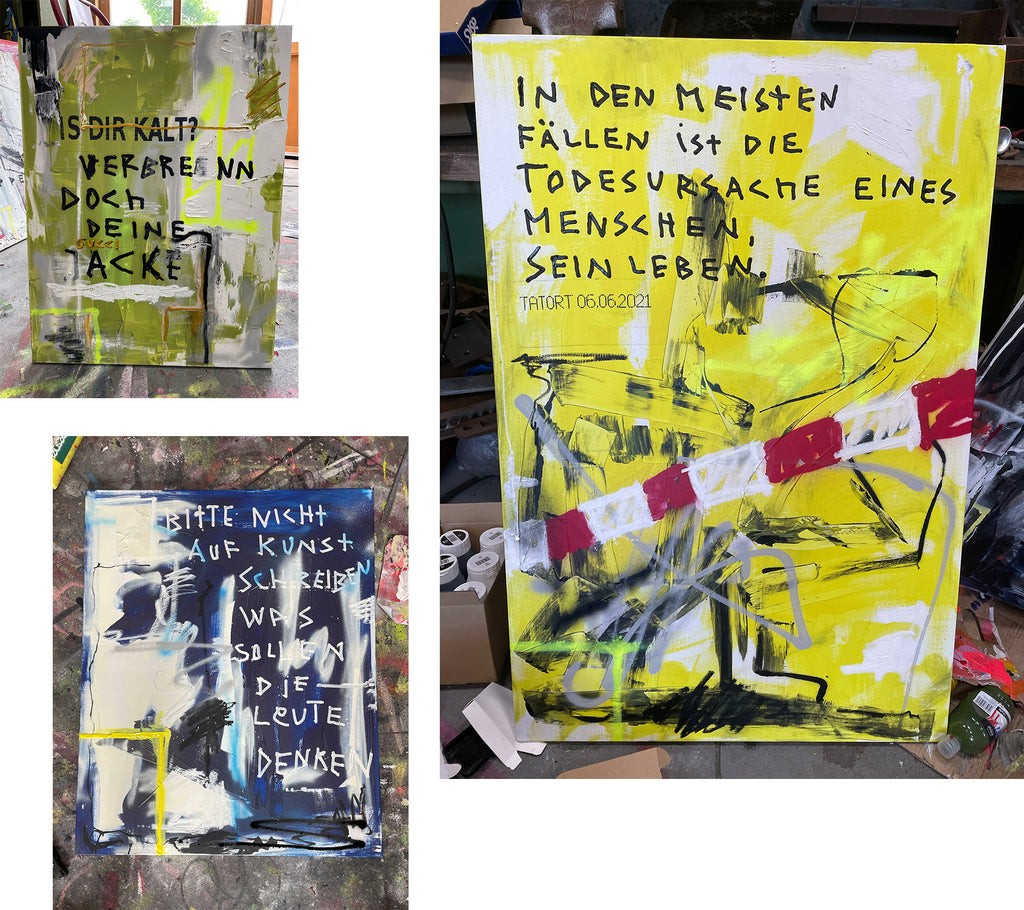 Fynn Kliemann | Tatort, Gucci Jacke und Schrift auf Kunst | Bilder kaufen