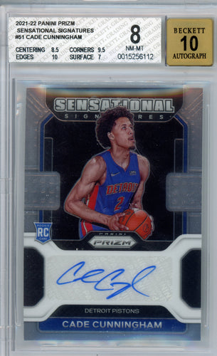 2021-22 Prizm Cade Cunningham Rookie Signatures Pistons Beckett 9