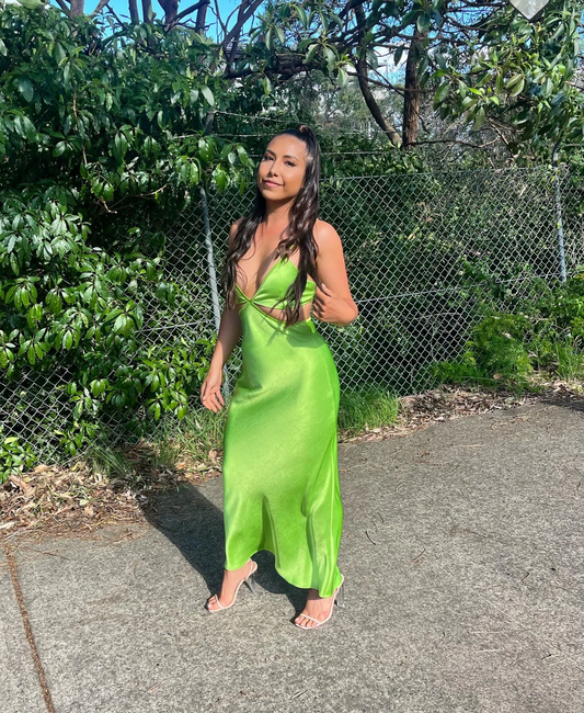 House of CB - Pixie Lime Ruffle Maxi Dress • Curated By KT