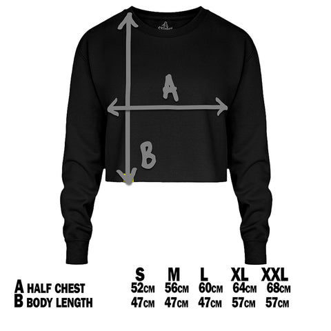 13Stitches Clothing, size chart, groessentabelle, black, crop, sweatshirt, woman, pullover, schwarz