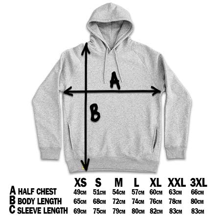 13stitches, grey hoodie, size chart, tattoo clothing, apparell, fashion, streetwear, taetowierung