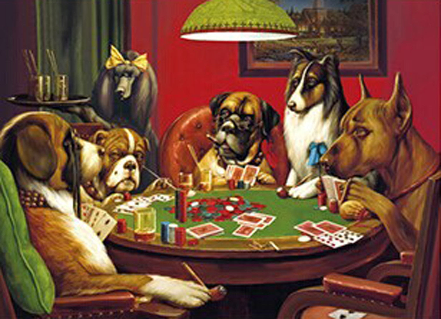 Dogs Playing Poker Bildanalyse des USamerikanischen Klassikers