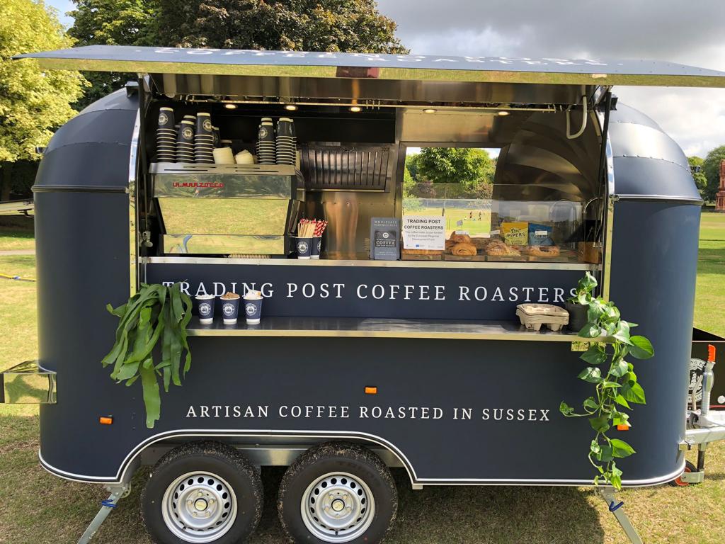 custom coffee trailer, coffee trailer for hire, Sussex speciality Trading Post coffee 