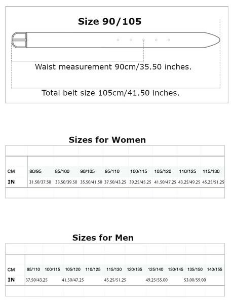 Belts size guide