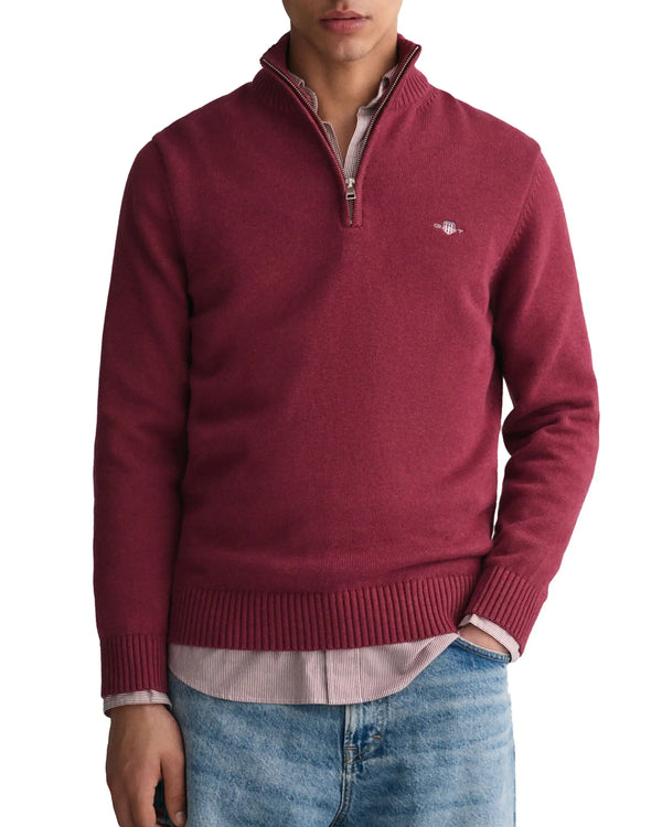 Burgundy Pique Quarter Zip Men's Sweatshirt