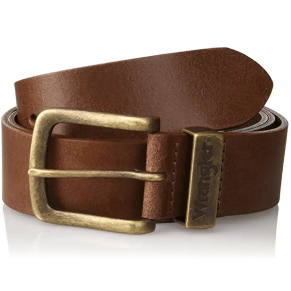 Wrangler Men's Belt Metal Loop Leather Brown
