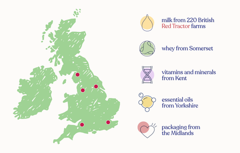 Kendamil UK map of where our milk is made.