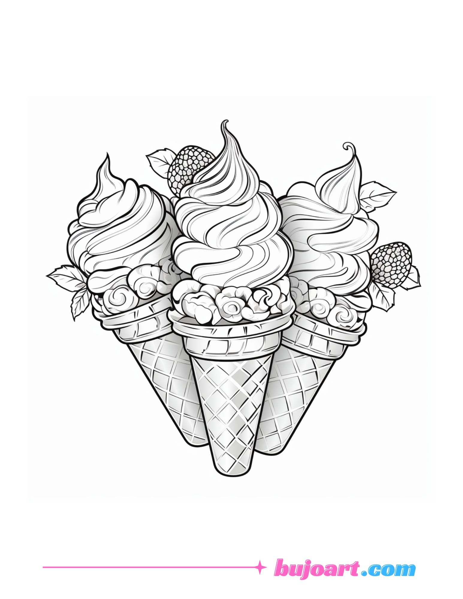 12 free icecream coloring pages for adults and kids instant download ...