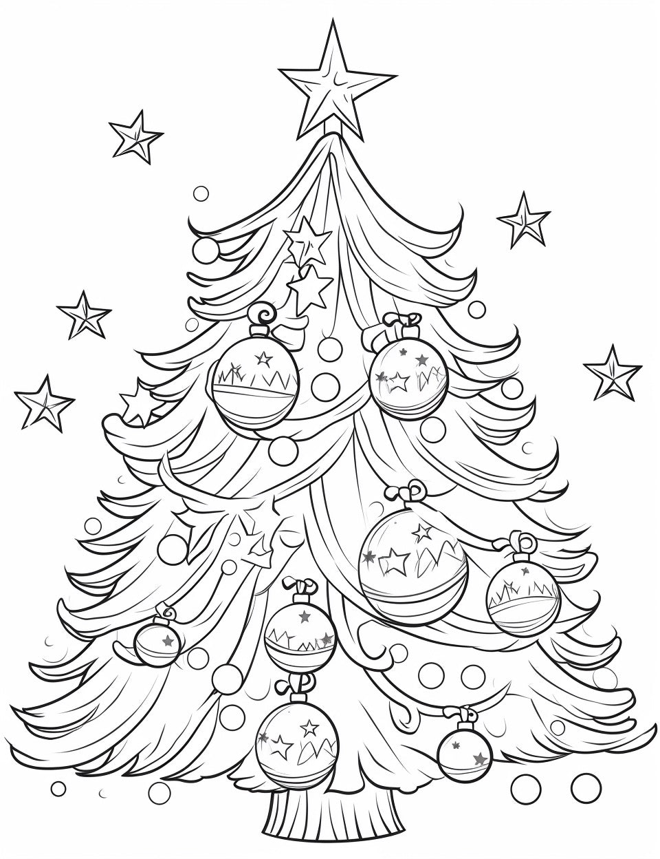 20 Free Coloring Pages of Christmas Trees for Adults and Kids – Bujo Art