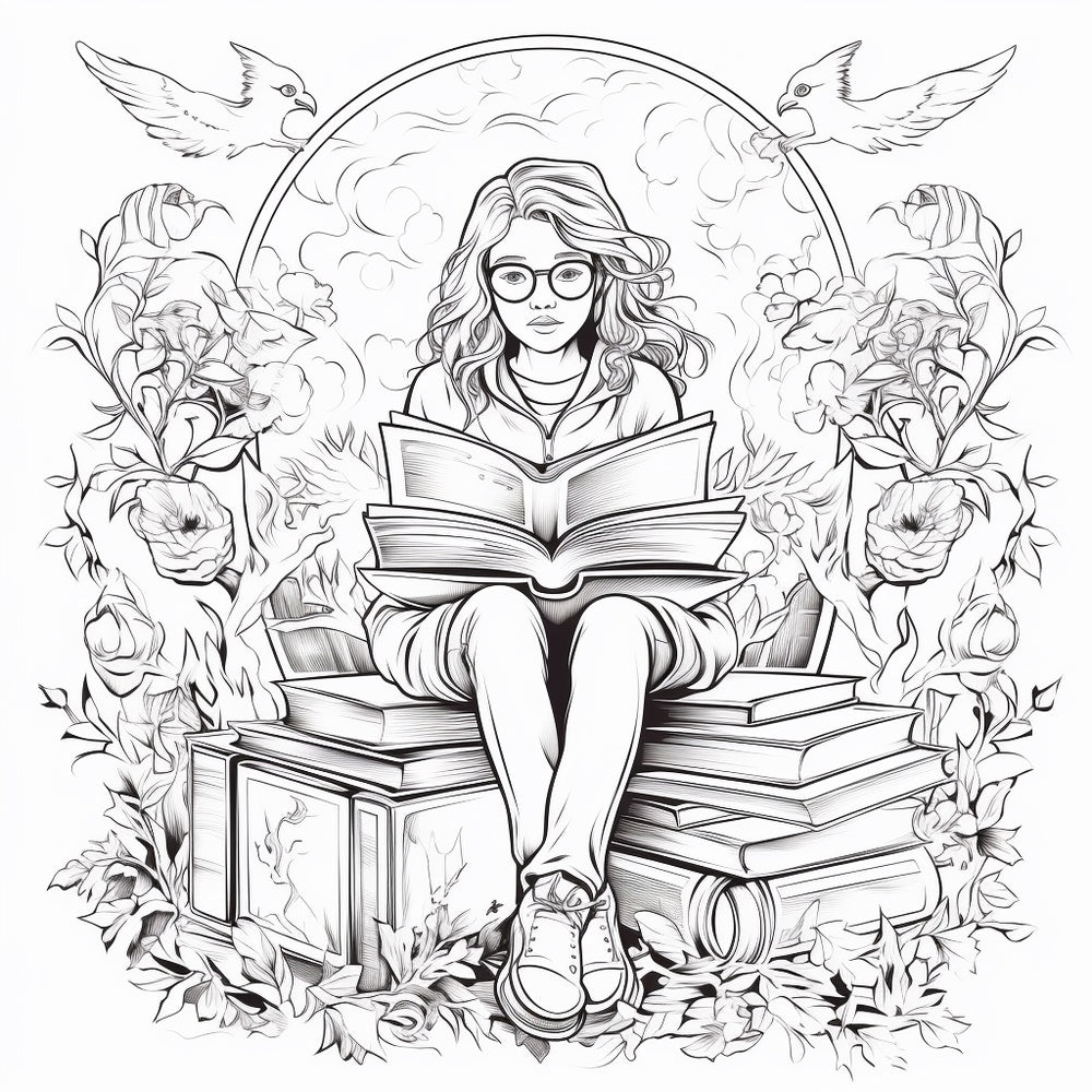 Free coloring page of book lovers bookstore coloring sheets for adults ...
