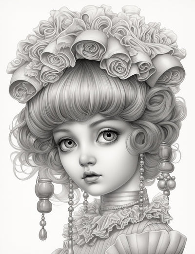 22 Free coloring page of cute Victorian girl for instant download ...
