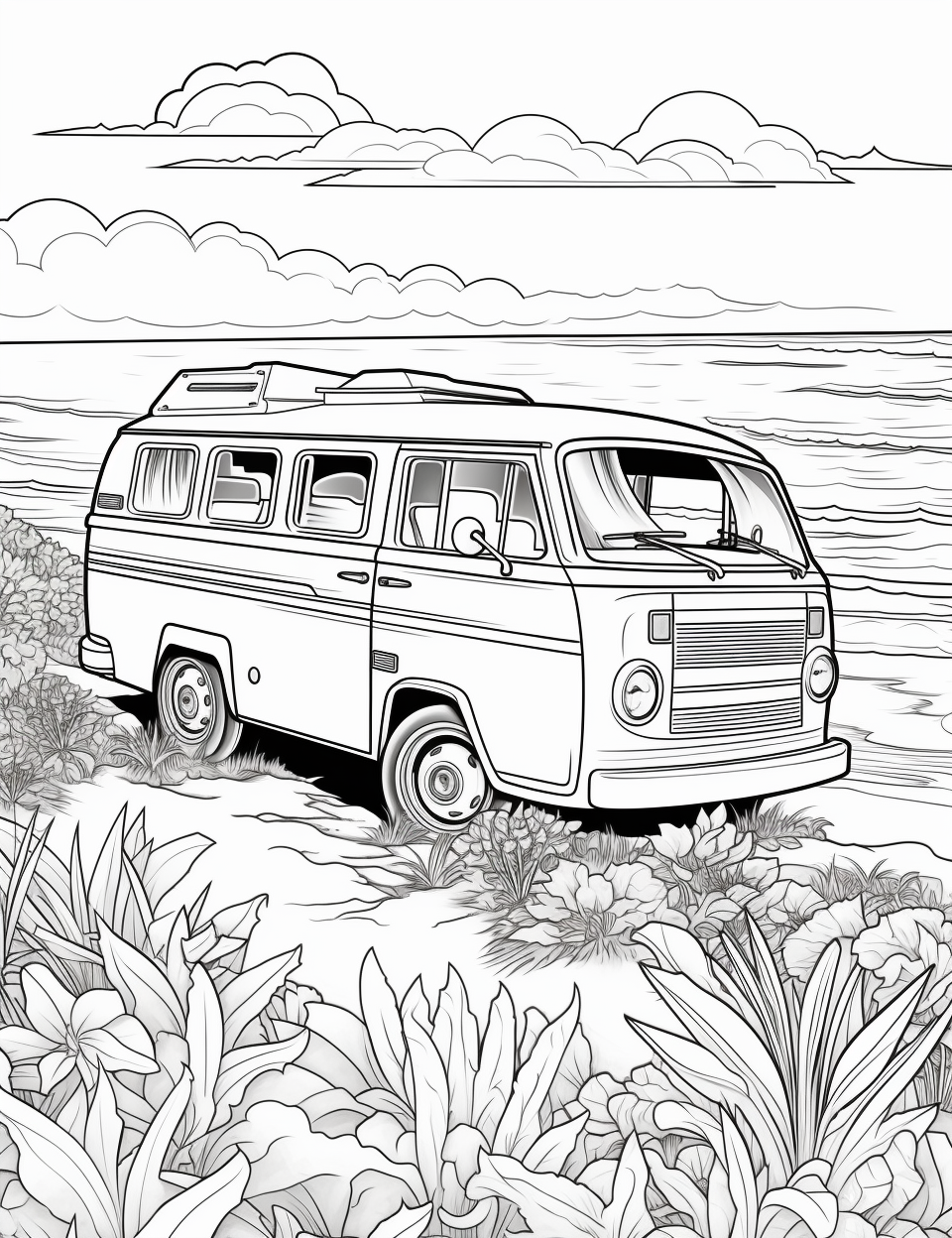 18 Free coloring page of campervan for adults and kids – Bujo Art