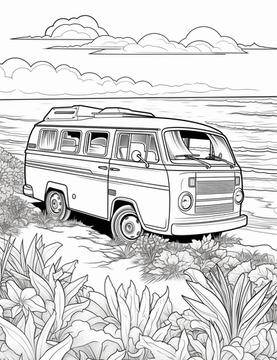 18 Free coloring page of campervan for adults and kids – Bujo Art